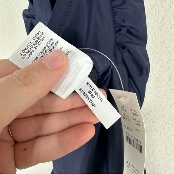 NEW J.Crew Navy Blue Gemma Ruched Bandeau Halter Strap One Piece Swim Swimsuit 6 - Picture 7 of 8